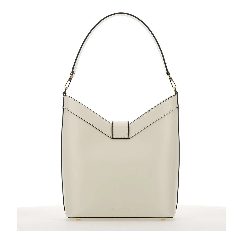 Elisabetta Franchi Vegan leren schoudertas wit White Dames