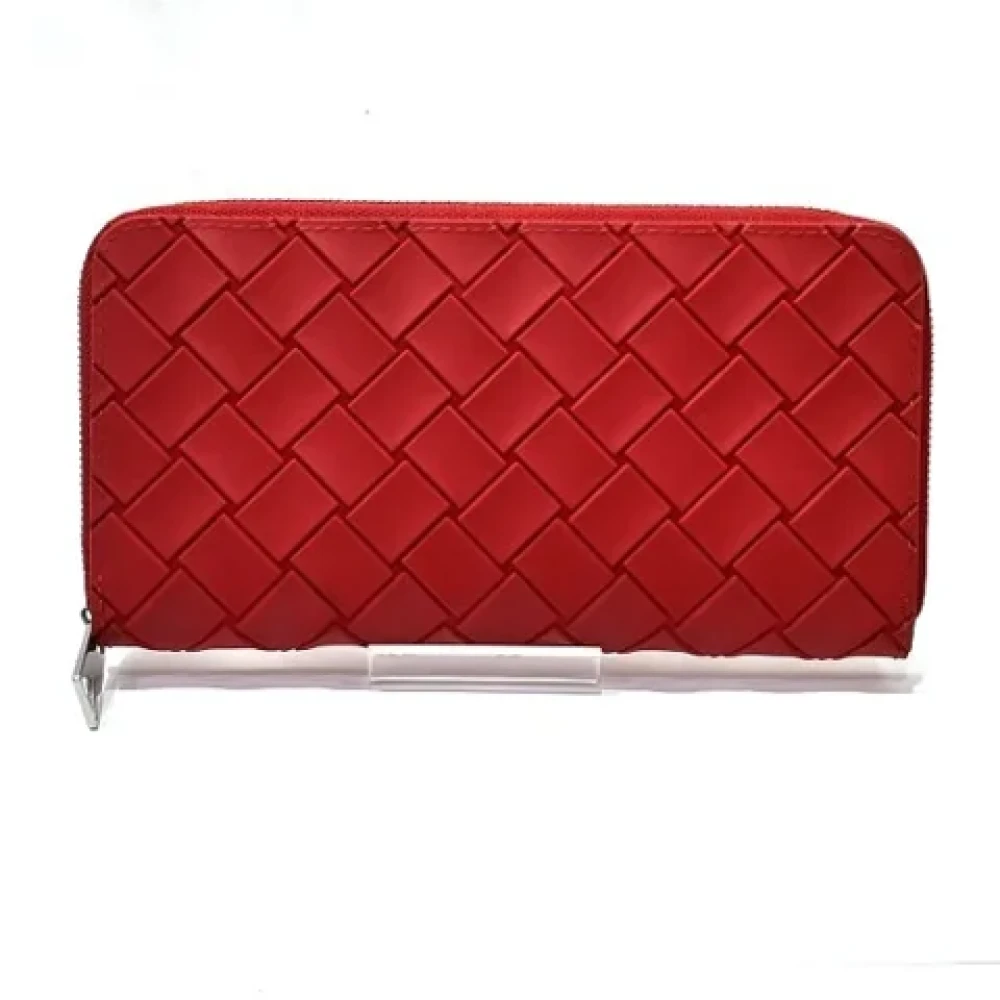 Bottega Veneta Vintage Pre-owned Cotton wallets Red Dames