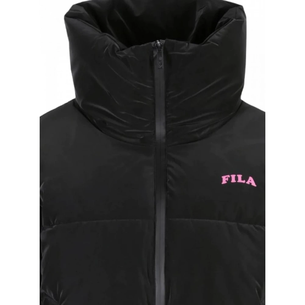 Fila Blauwe Gewatteerde Jas Polyester Winterstijl Black Dames