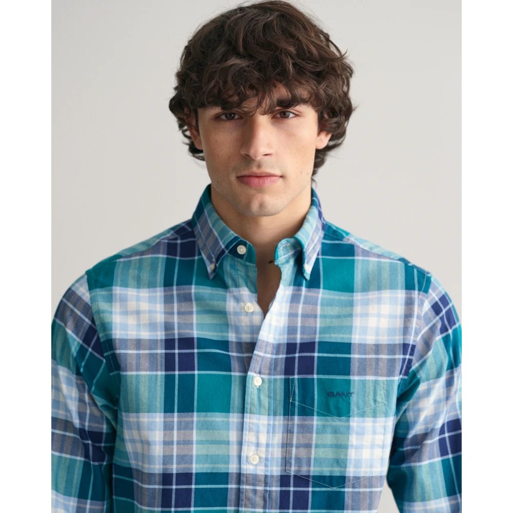 Gant Geruite Oxford Overhemd Regular Fit Blue Heren