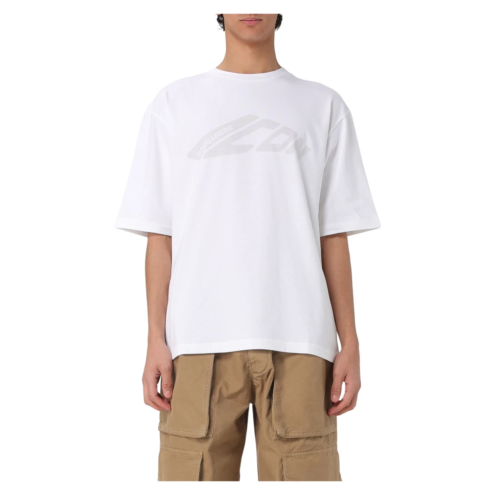 Dsquared2 Men's White T-Shirts, Xl, Loose Fit Tee Shirt