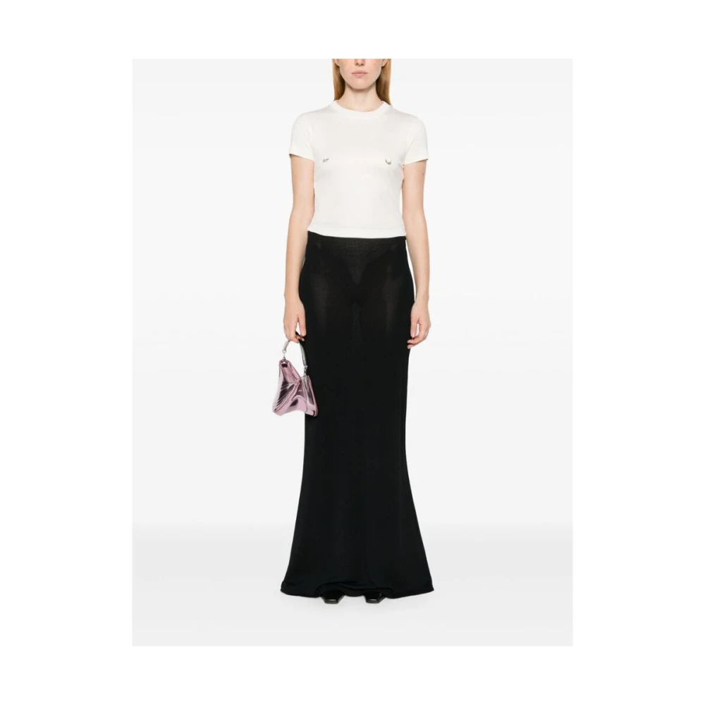 Mugler Ster Appliqué Crew Neck T-shirt White Dames