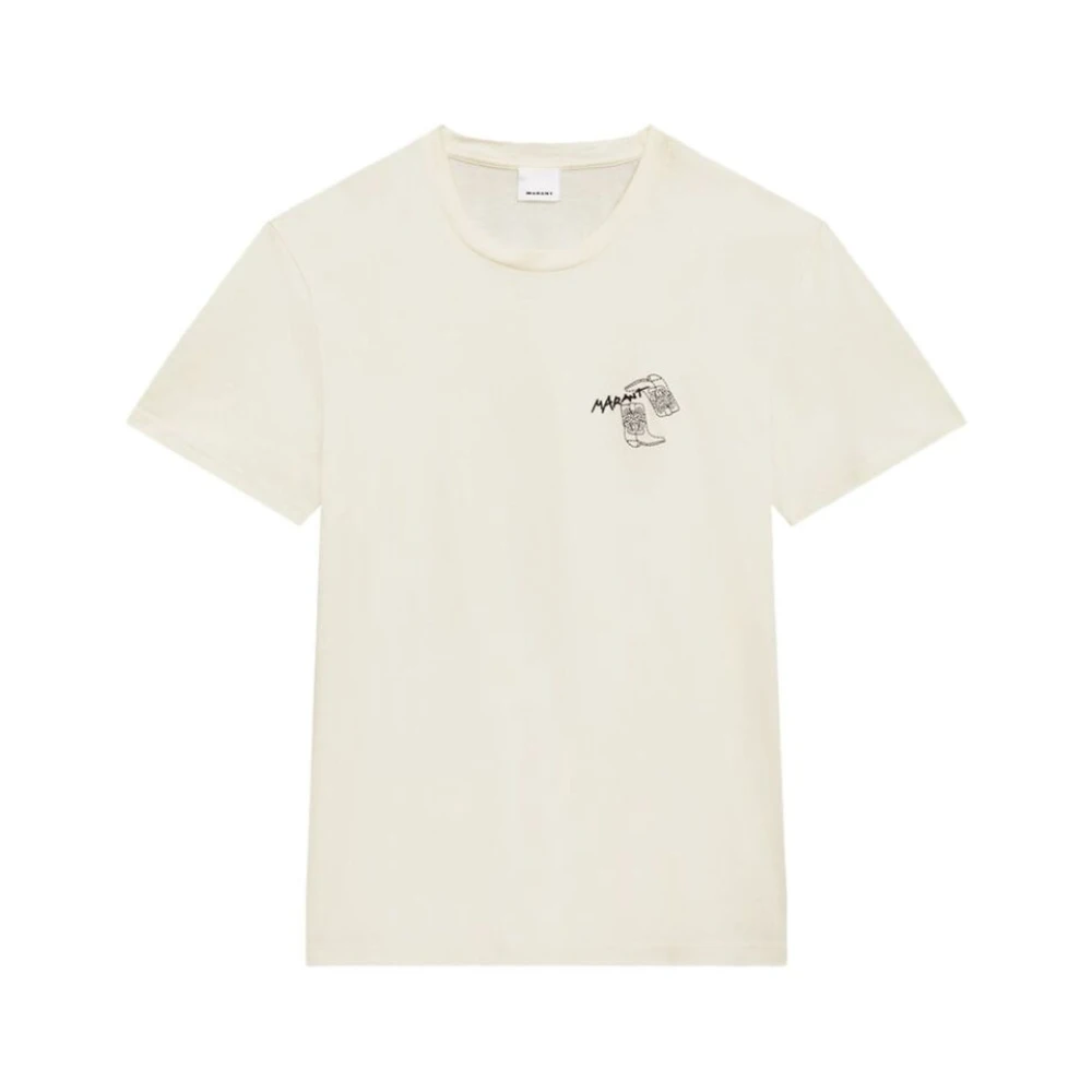 Isabel marant Geborduurd Logo Crew Neck T-shirt Beige Heren
