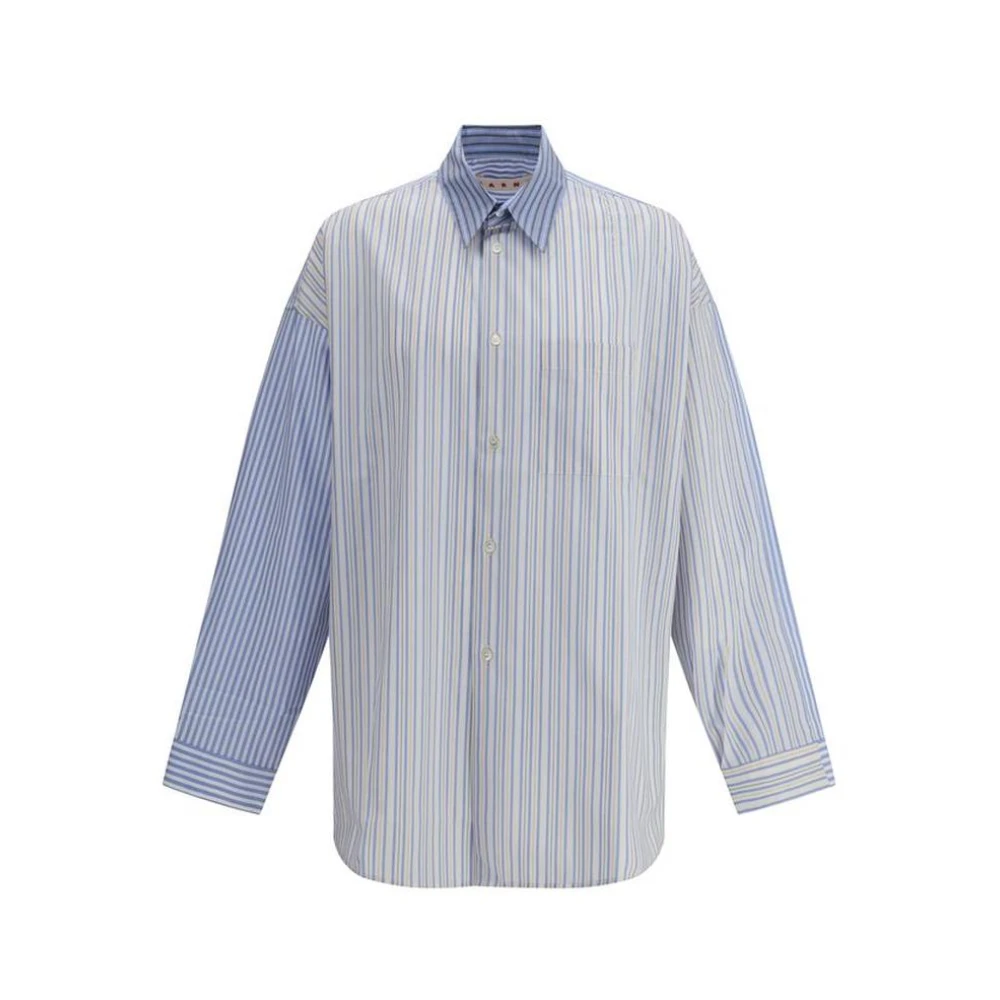 Marni Men's Blue Striped Cotton Shirt With Classic Collar