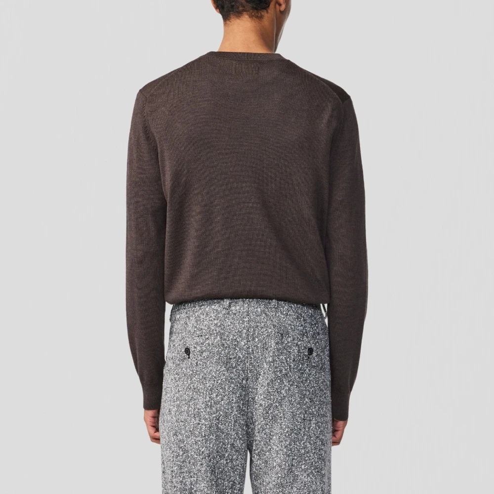 Nn07 Wollen Crewneck Sweater met Drop-Back Schouder Brown Heren