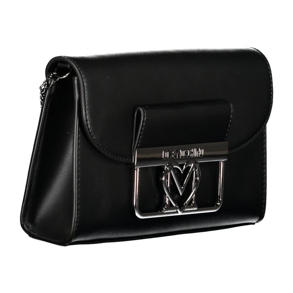 Love Moschino Zwarte Schoudertas met Kettingriem Black Dames