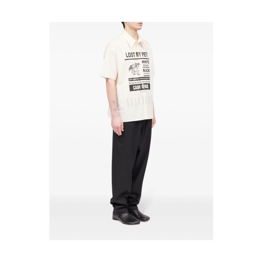 MM6 Maison Margiela Shirt met tekstprint en knoopsluiting Beige Heren