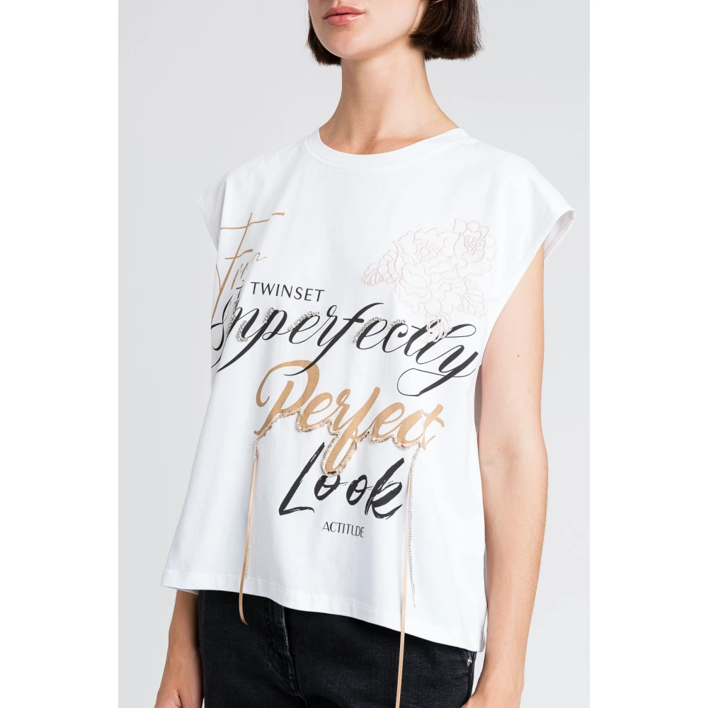 Twinset Gedrukte T-shirts en Polos in Wit White Dames