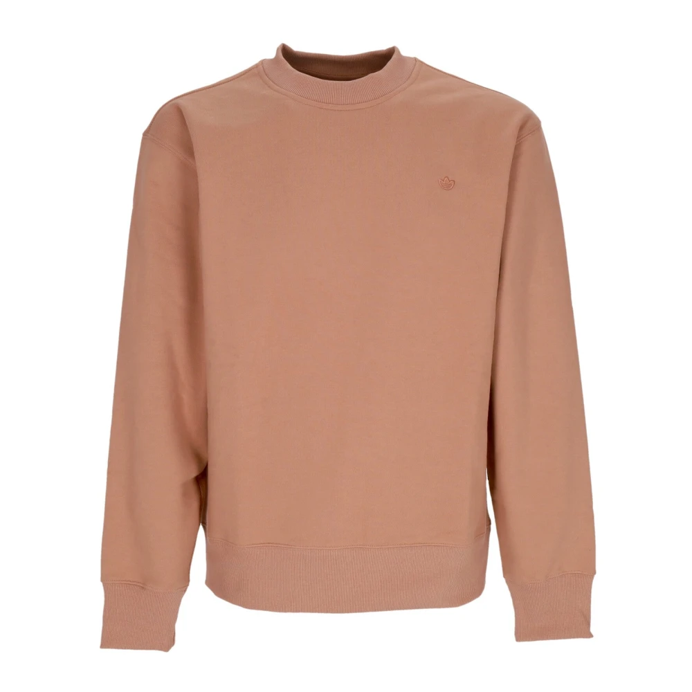 Adidas Men's Brown Cozy Crewneck Sweatshirt With Fleece Lining