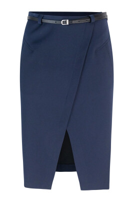 blue-crepe-slim-fit-knee-length-skirt