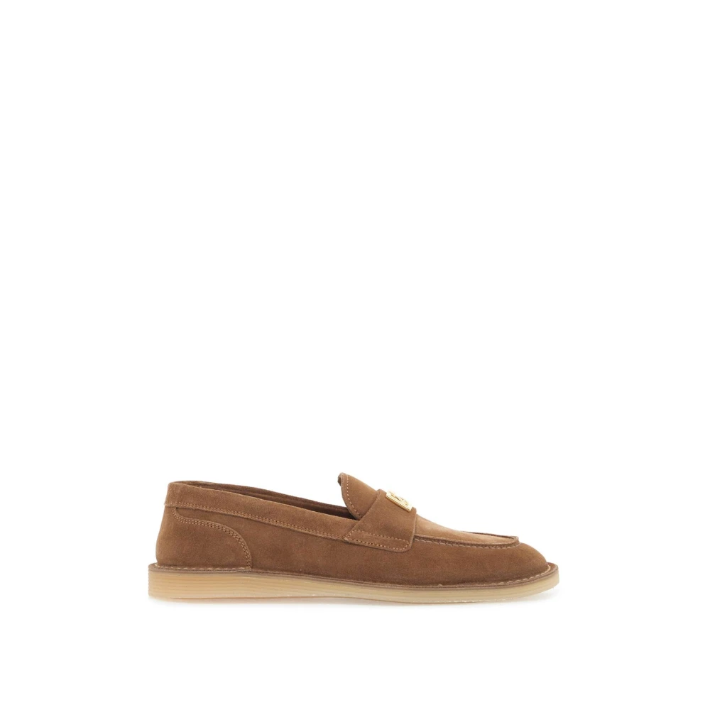 Dolce & Gabbana Suede Leather Moccas Loafers Brown, Dam