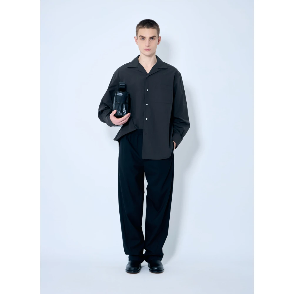 The Row Wollen Weefbroek Mid Rise Black Heren