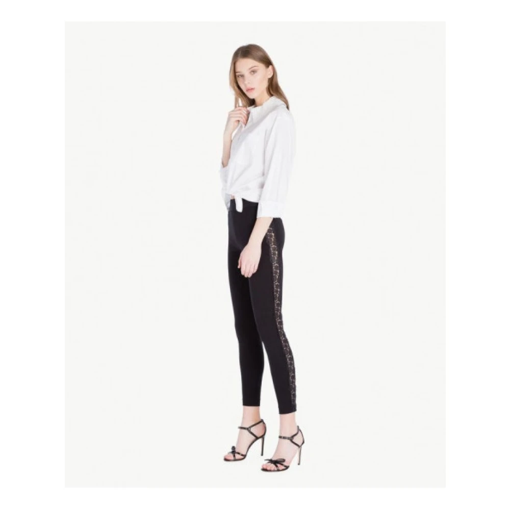 Twinset Zwarte kanten legging Black Dames