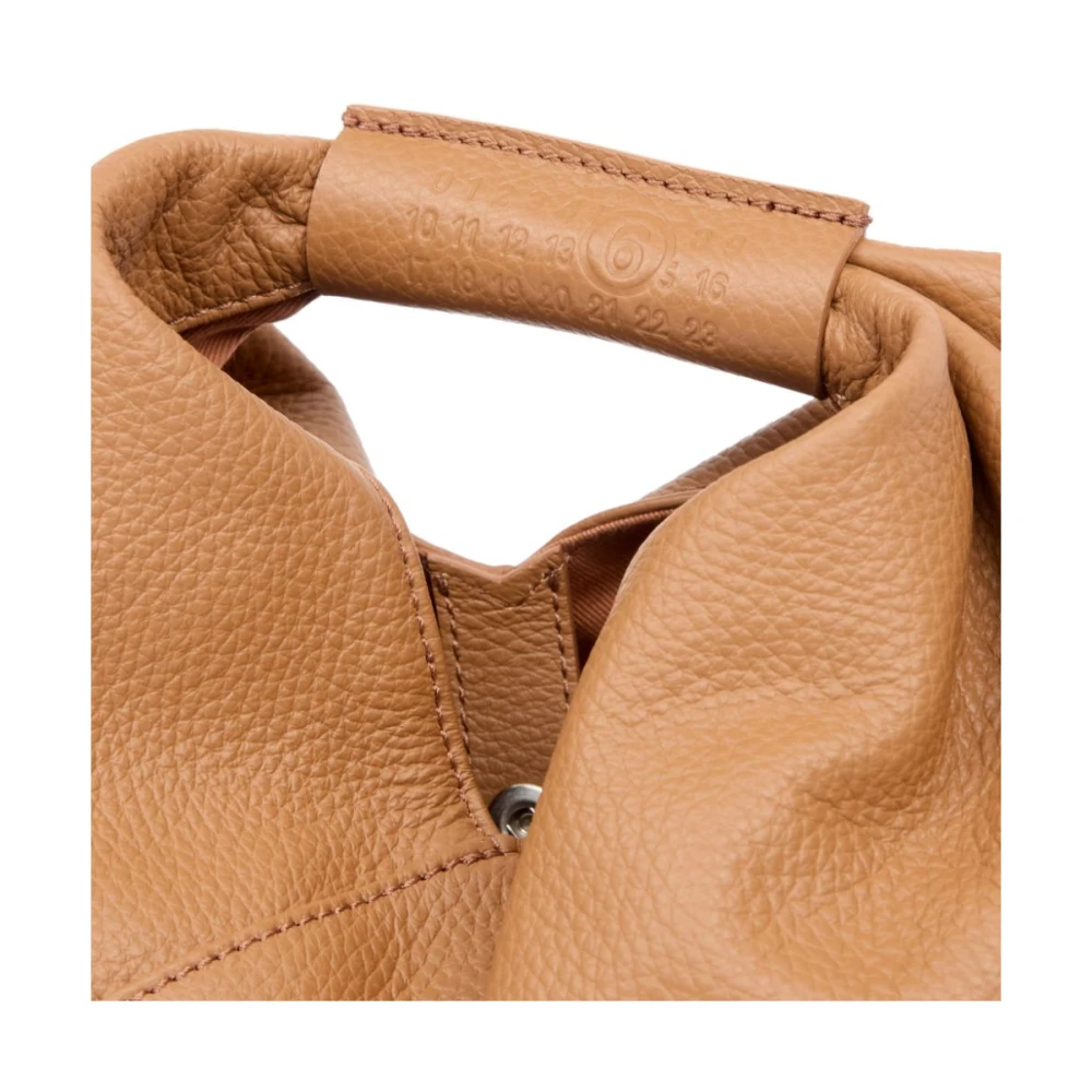 MM6 Maison Margiela Gestructureerde Leren Draperie Handtas Beige Dames