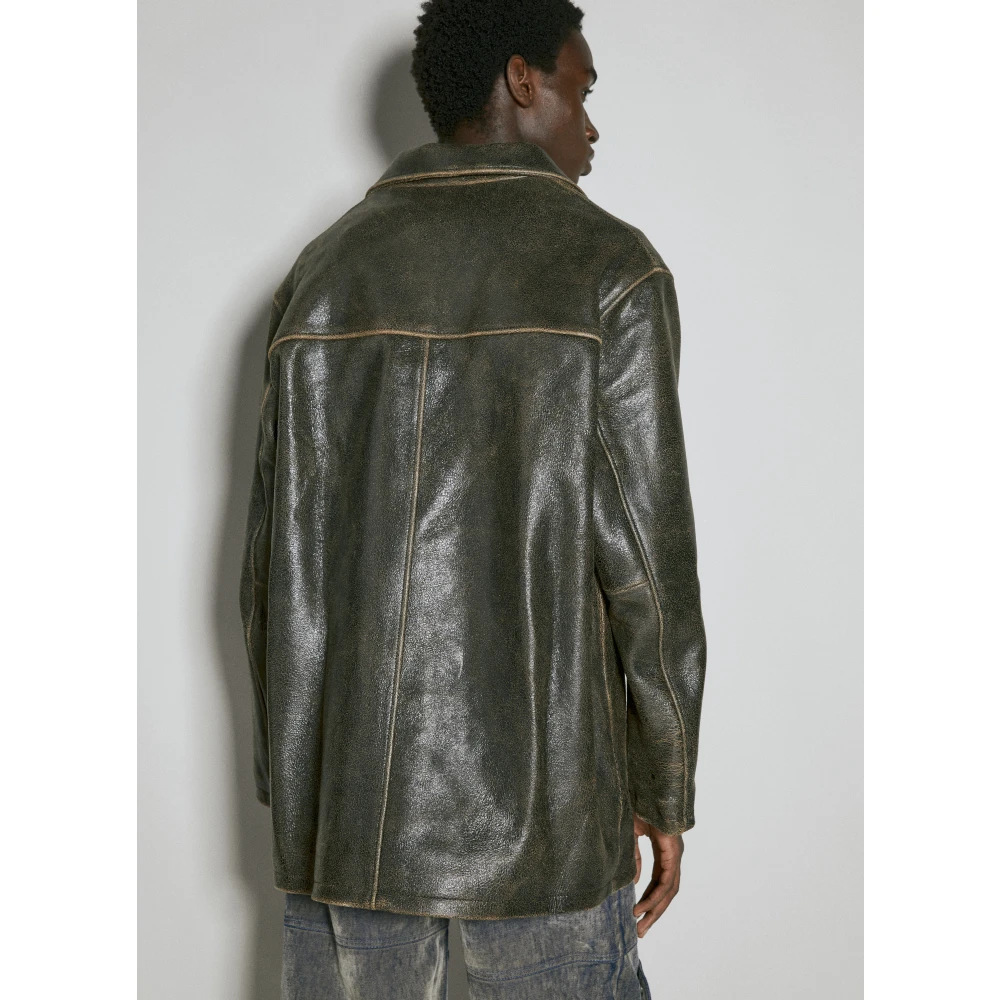 Guess Krakend Leren Jas Brown Heren