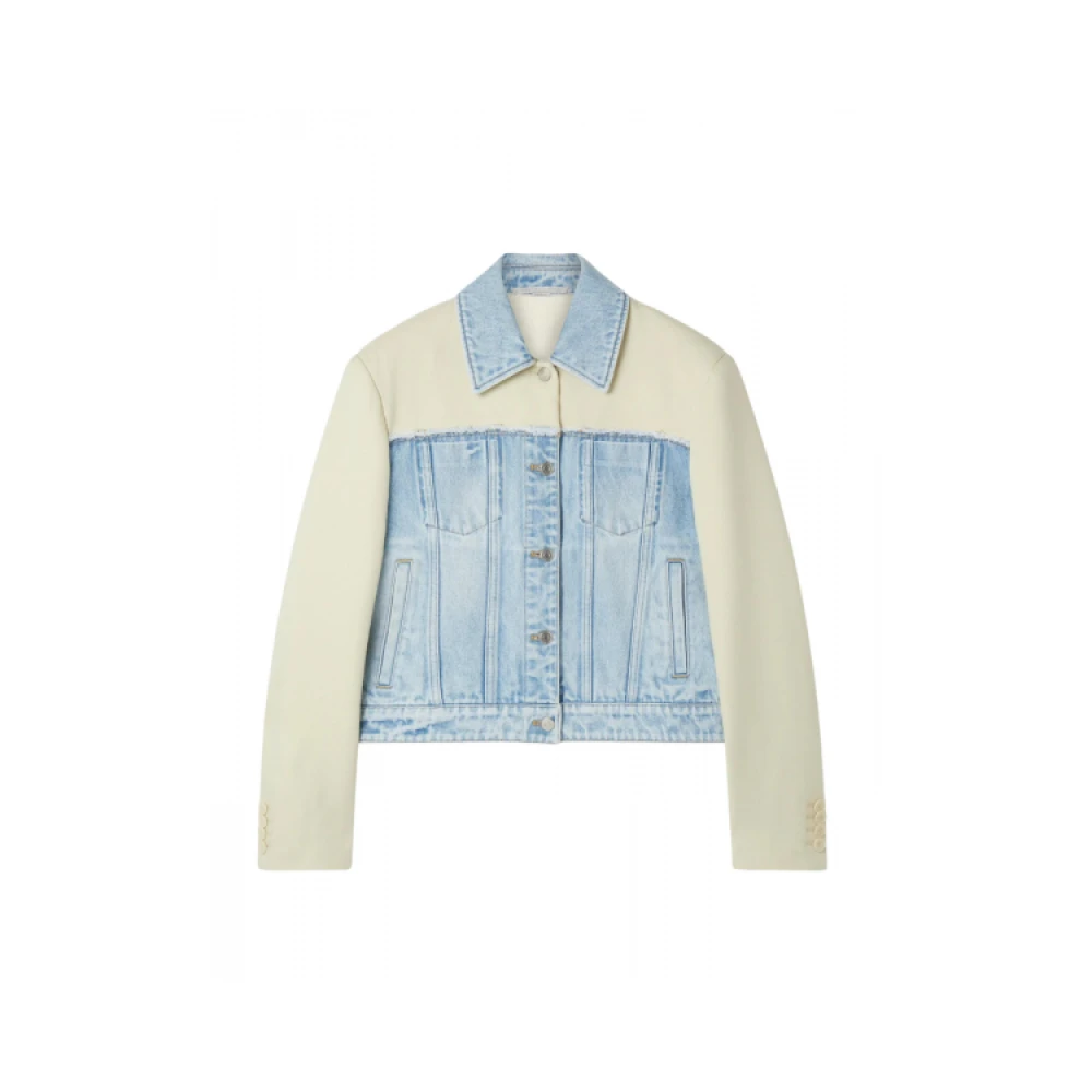 Stella Mccartney Denim jas met polyester detail Blue Dames