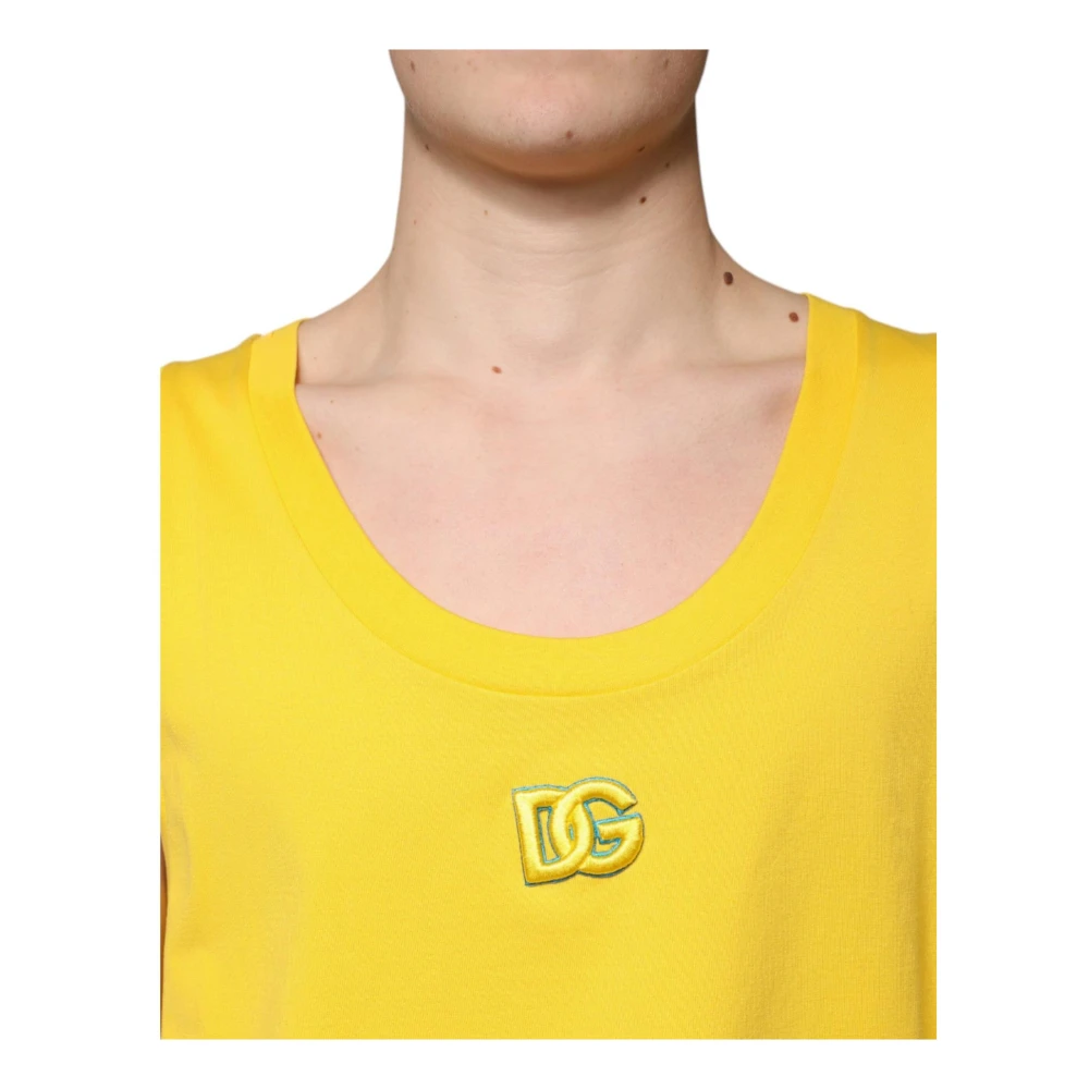 Dolce & Gabbana Gele Mouwloze Katoenen T-shirt Yellow Heren