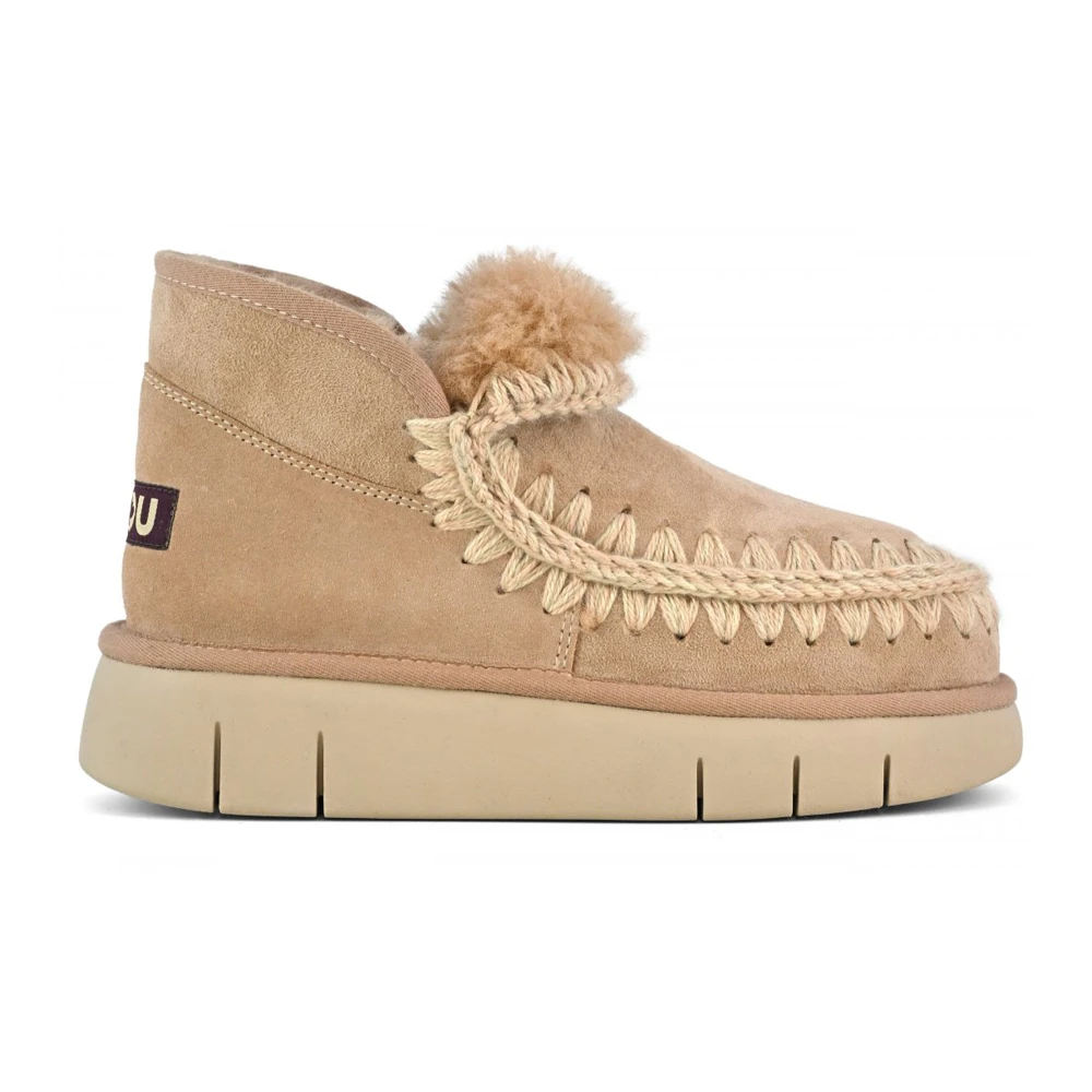 Mou Schapenvacht Gehaakte Sneaker Brown Dames