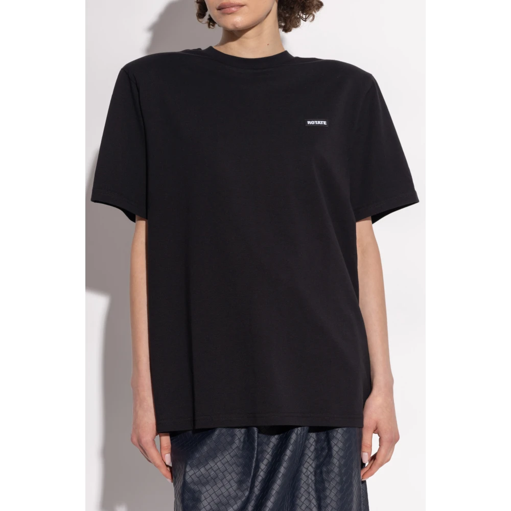 Rotate Birger Christensen T-shirt met logo Black Dames