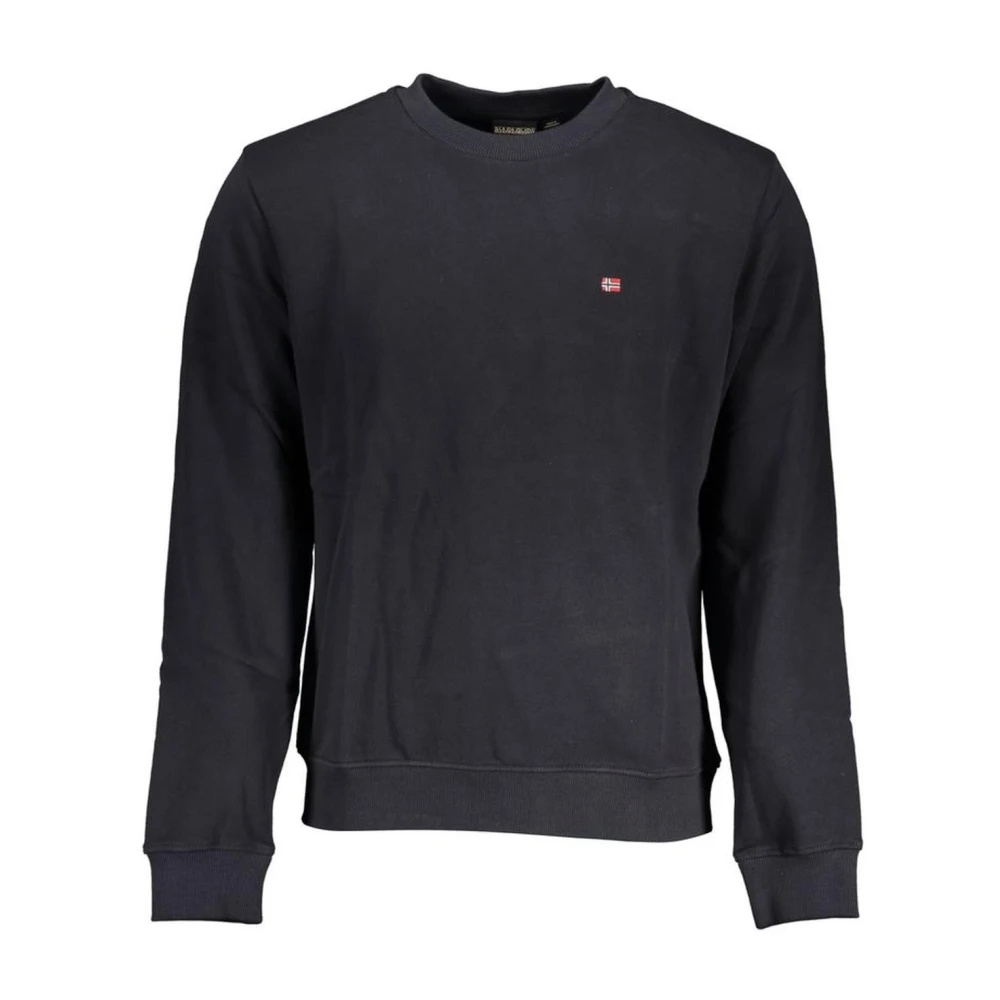 Napapijri Men's Black Sweatshirts, M, Embroidered Crewneck Jumper