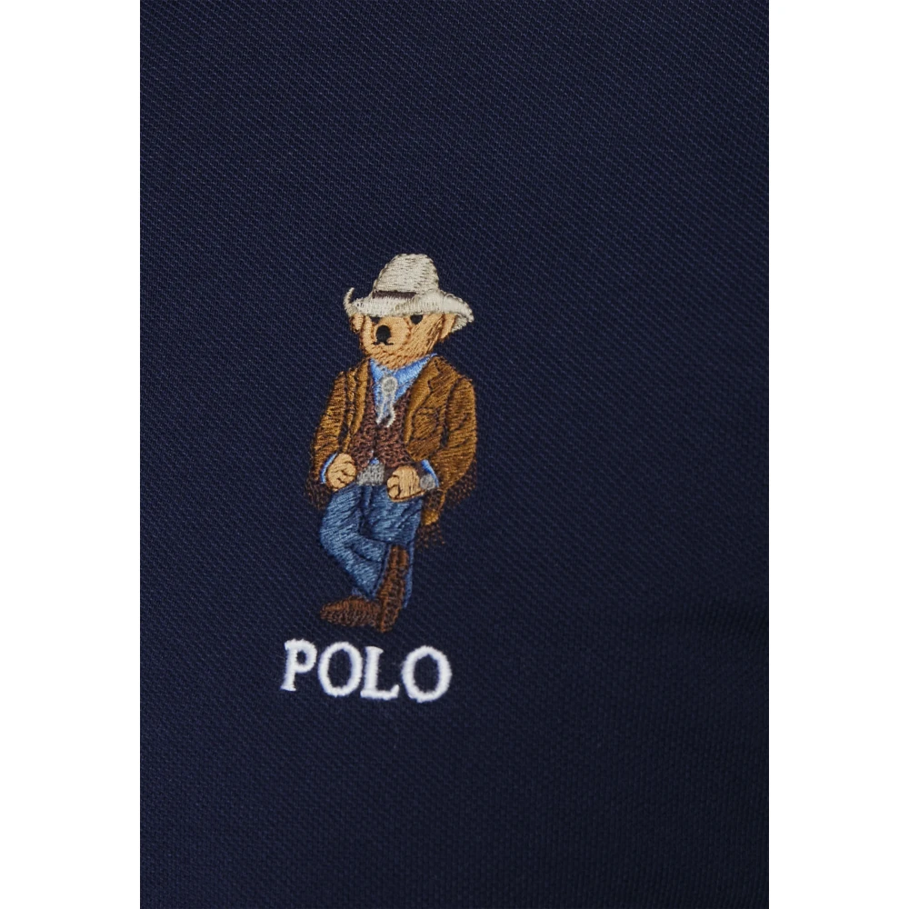 Polo Ralph Lauren Geborduurde Cowboy Bear Navy Polo Shirt Blue Heren