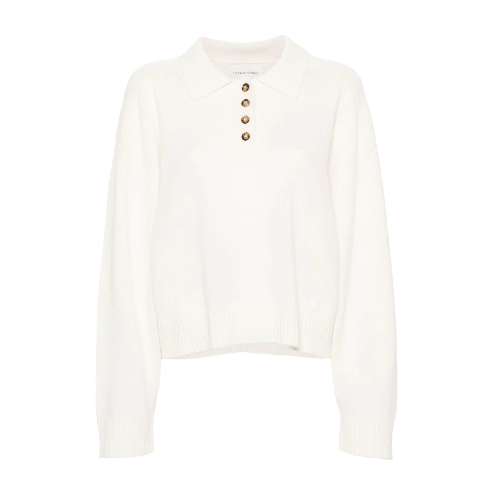Loulou Studio Ivory Cashmere Polo Shirt Beige Dames