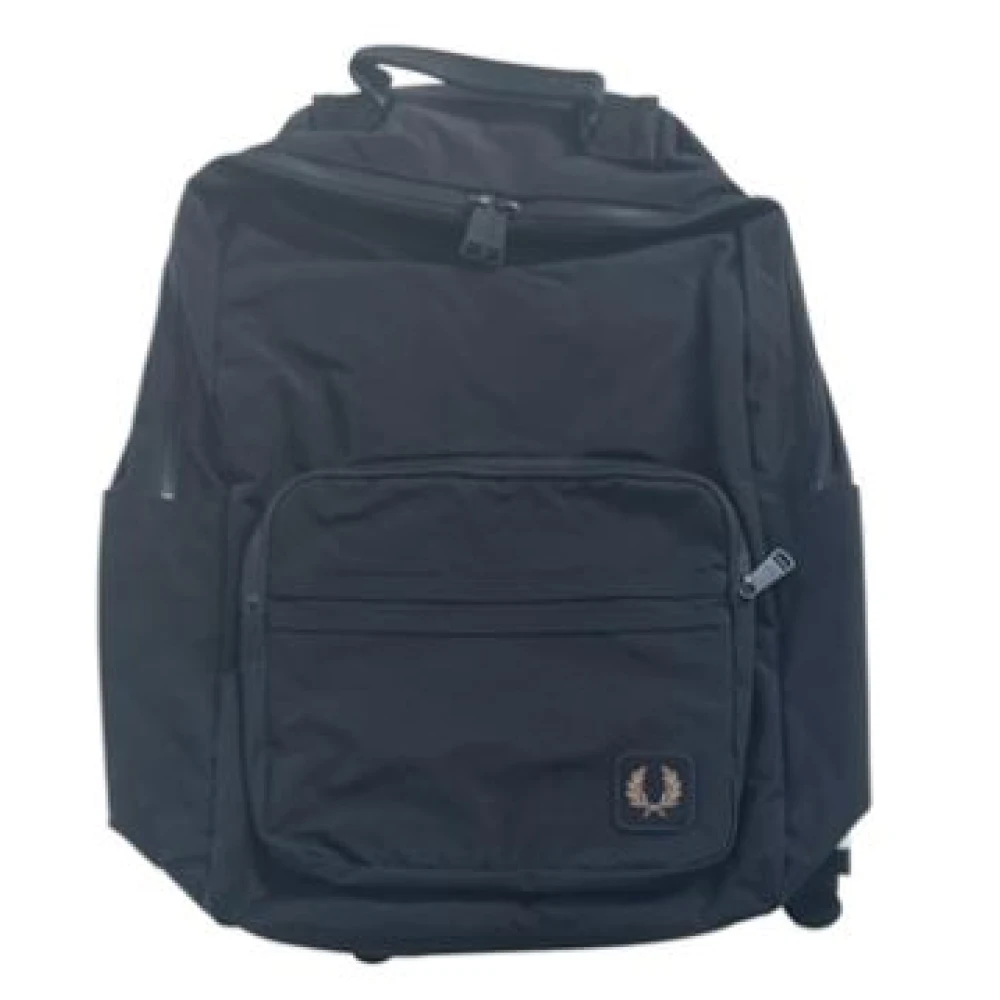 Fred Perry Men's Black Nylon Badge Backpack