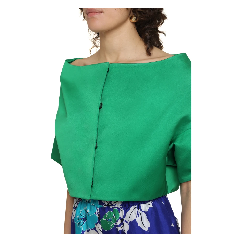 P.a.r.o.s.h. Geknoopte Off-Shoulder Bolero Jas Green Dames