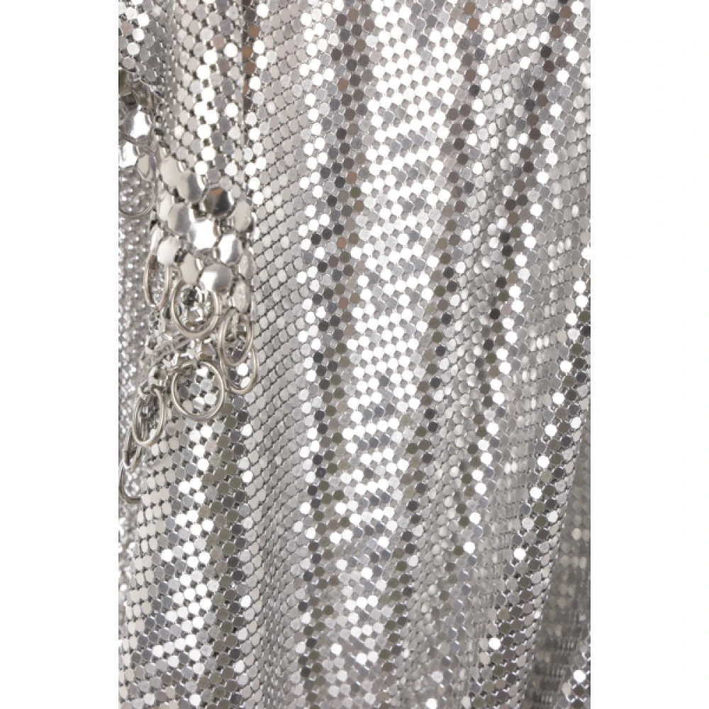 Paco Rabanne Zilver Metallic Gebreide Top met Asymmetrische Zoom Gray Dames