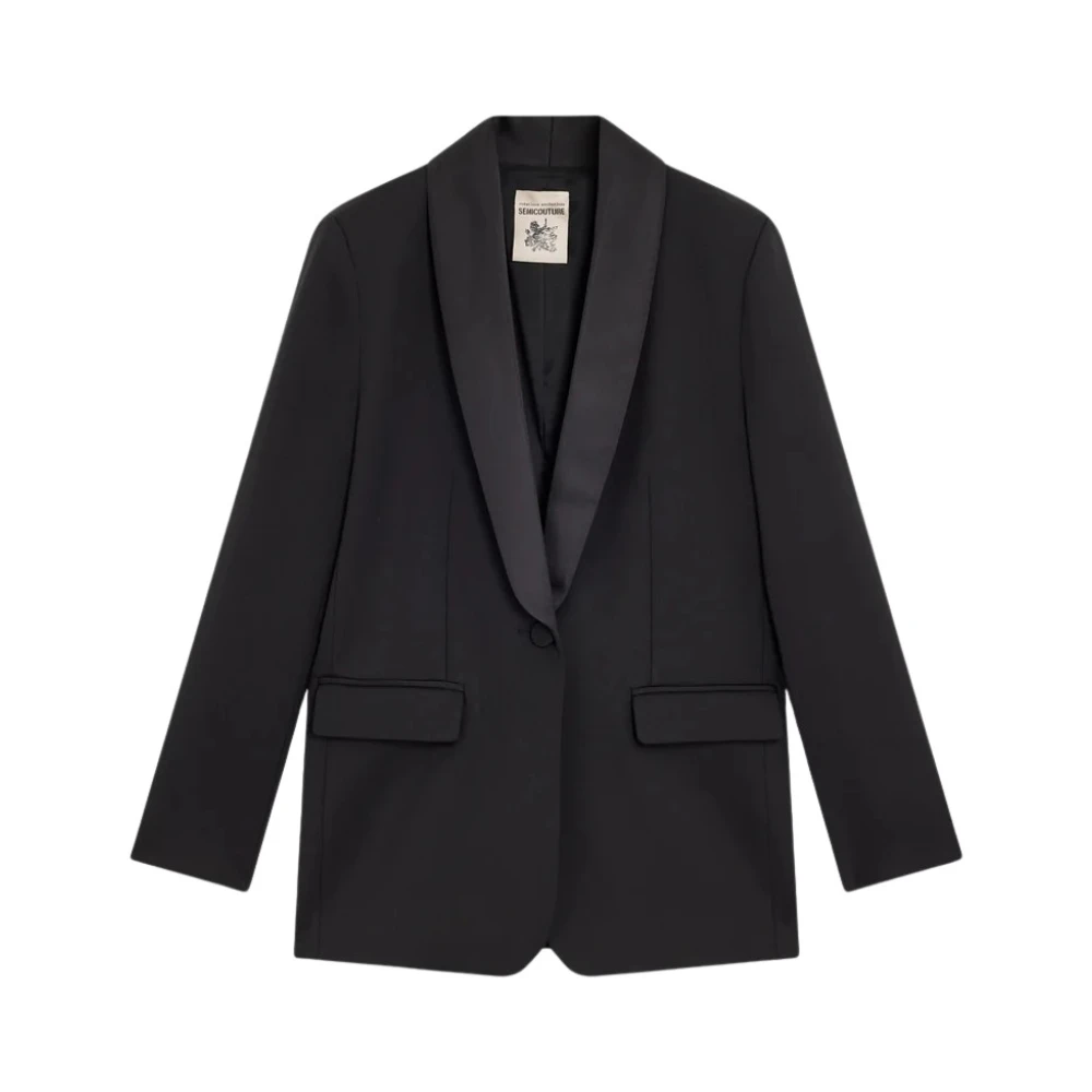 Semicouture Zwarte wollen blazer Black Dames