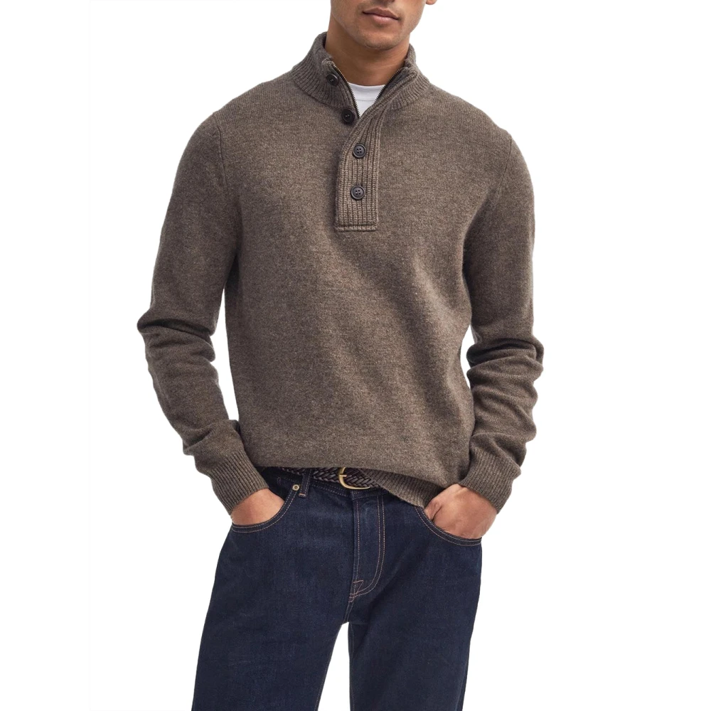 Barbour Bruine Patch Sweater Essential Style Brown Heren