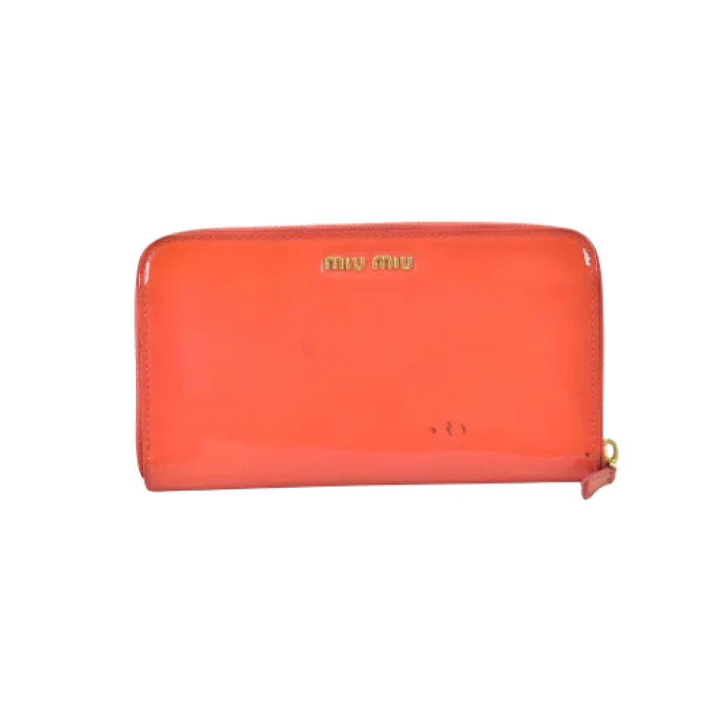 Miu Pre-owned Leather wallets Orange Dames
