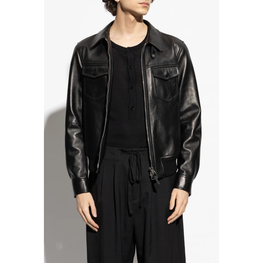 Tom Ford Leren jas Black Heren