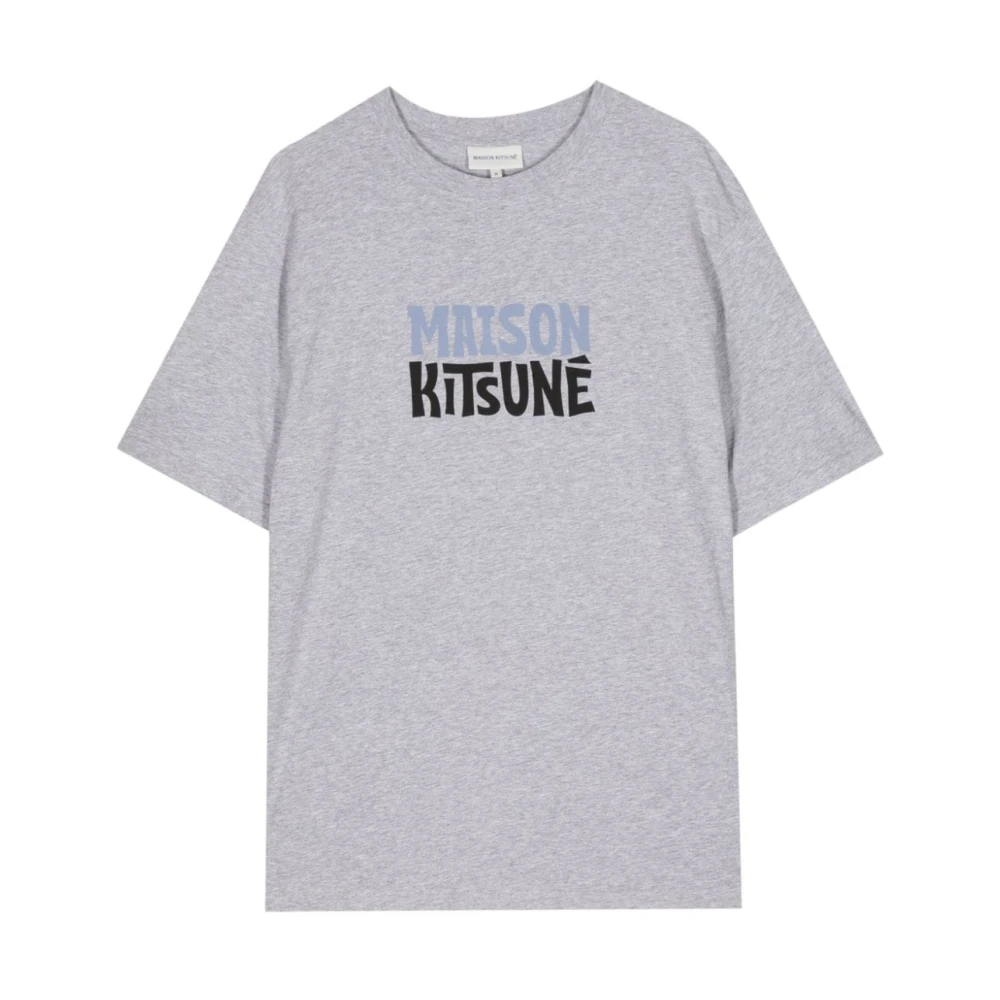 Maison Kitsuné Grå Logo Print Crew Neck T-shirt Gray, Herr