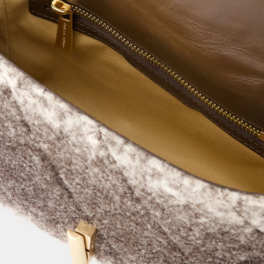 Vanessa Bruno Bruine Maan Crossbody Katoen Wol Tas Brown Dames