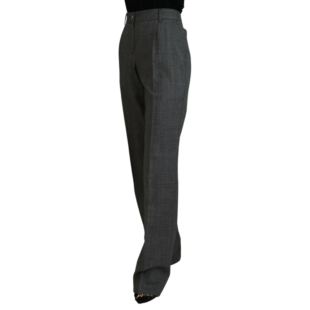 Dolce & Gabbana Women's Gray Check Trousers Straight Leg Pants