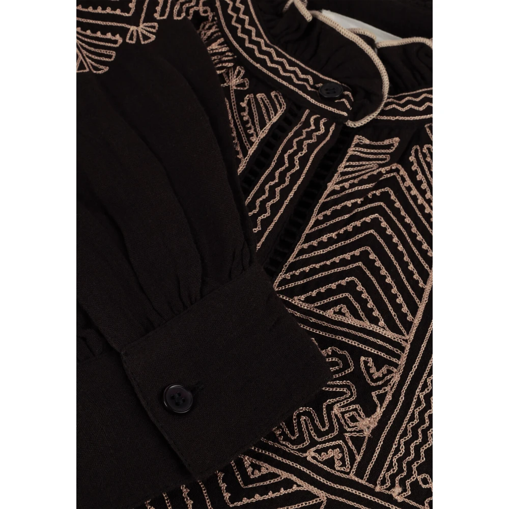 Antik batik Zwarte Geborduurde Svetlana Blouse Black Dames