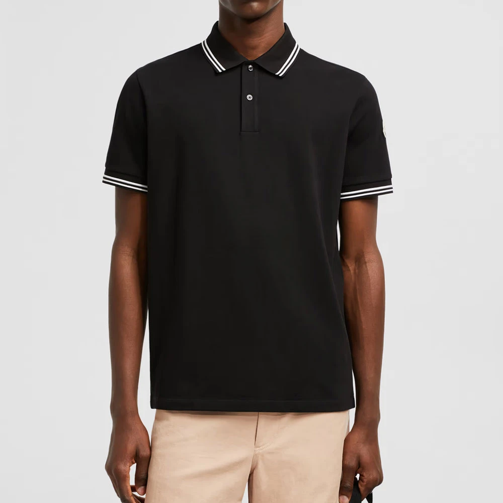 Moncler Gestreepte Trim Piquet Polo Black Heren