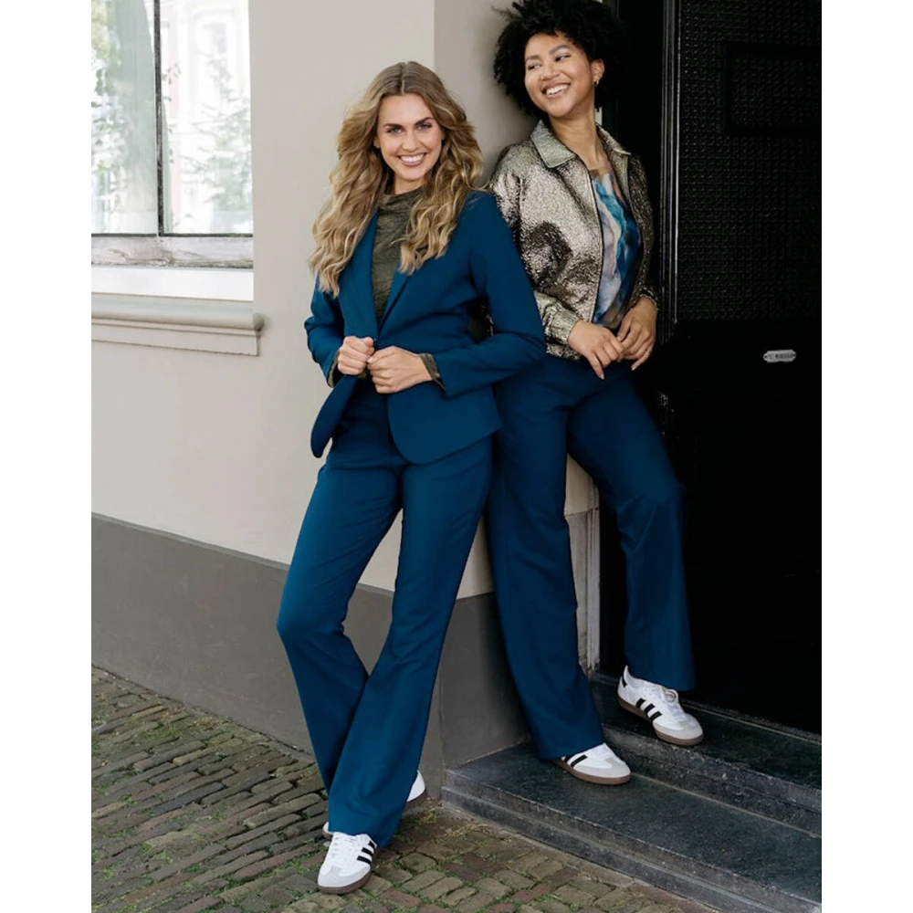 &Co Woman Comfort Twill Charlie Broek Blue Dames