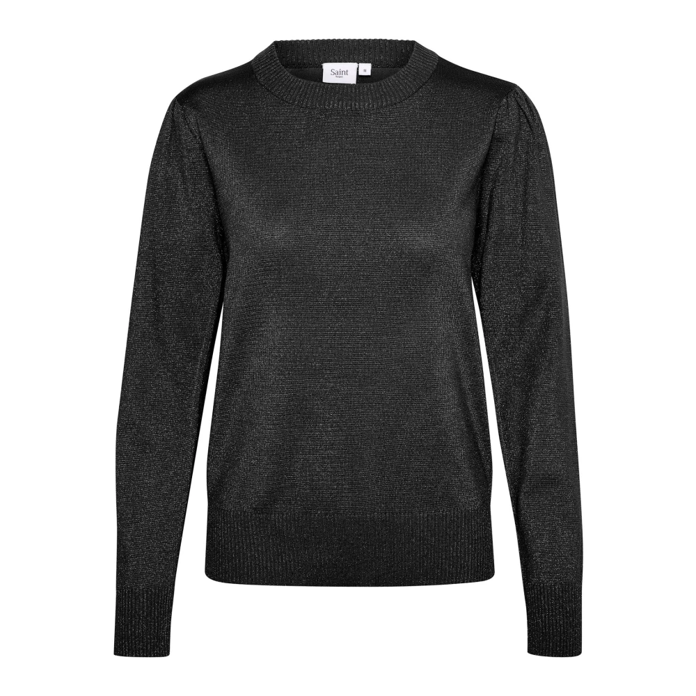 Saint Tropez Glittrig Pullover Tröja Svart Black, Dam