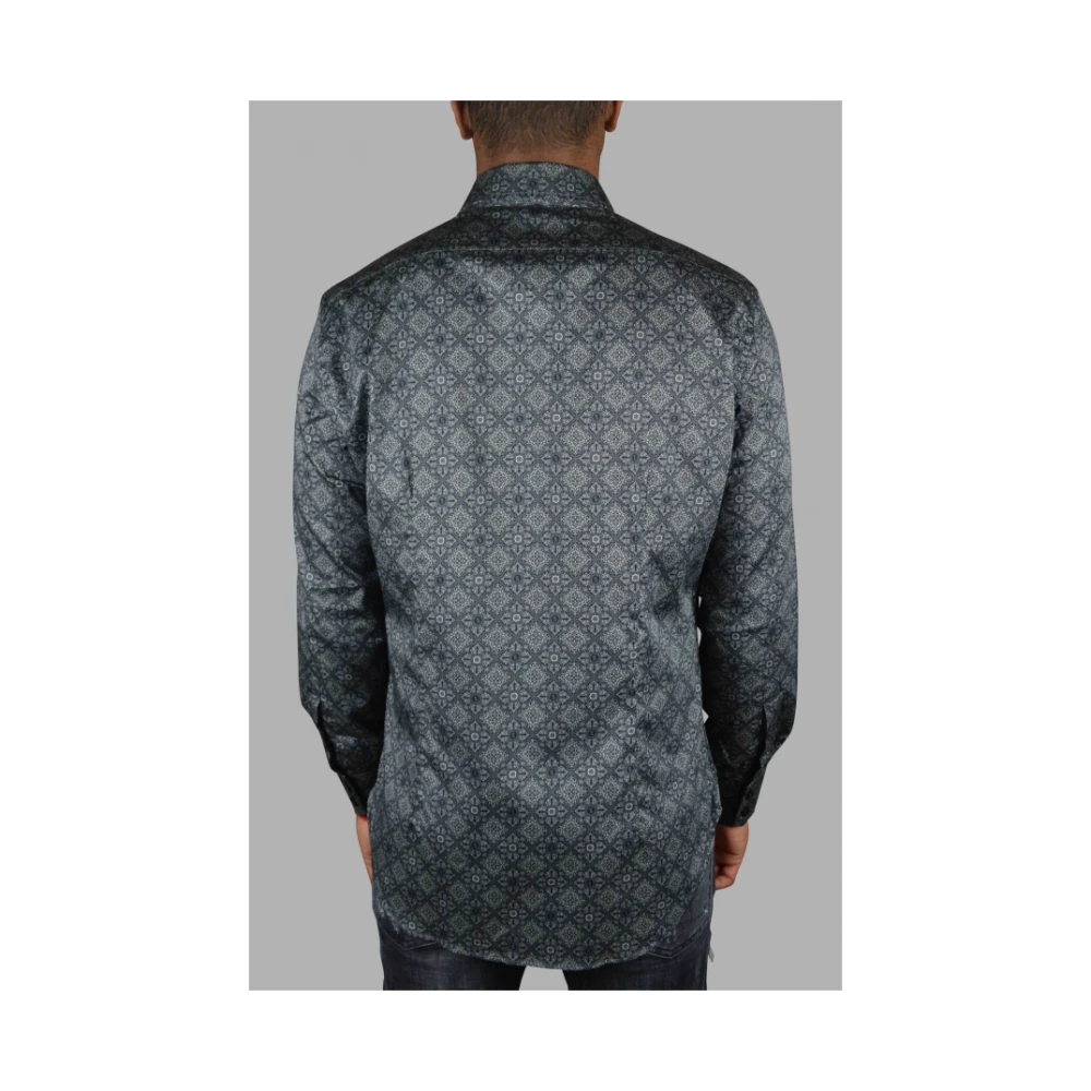 Billionaire Milano Bloemen Geometrisch Overhemd Gray Heren
