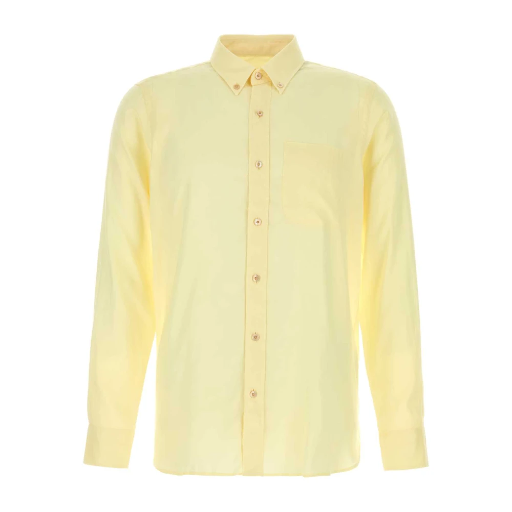 Tom Ford Men's Yellow Fluid Gabardine Slim Fit Shirt