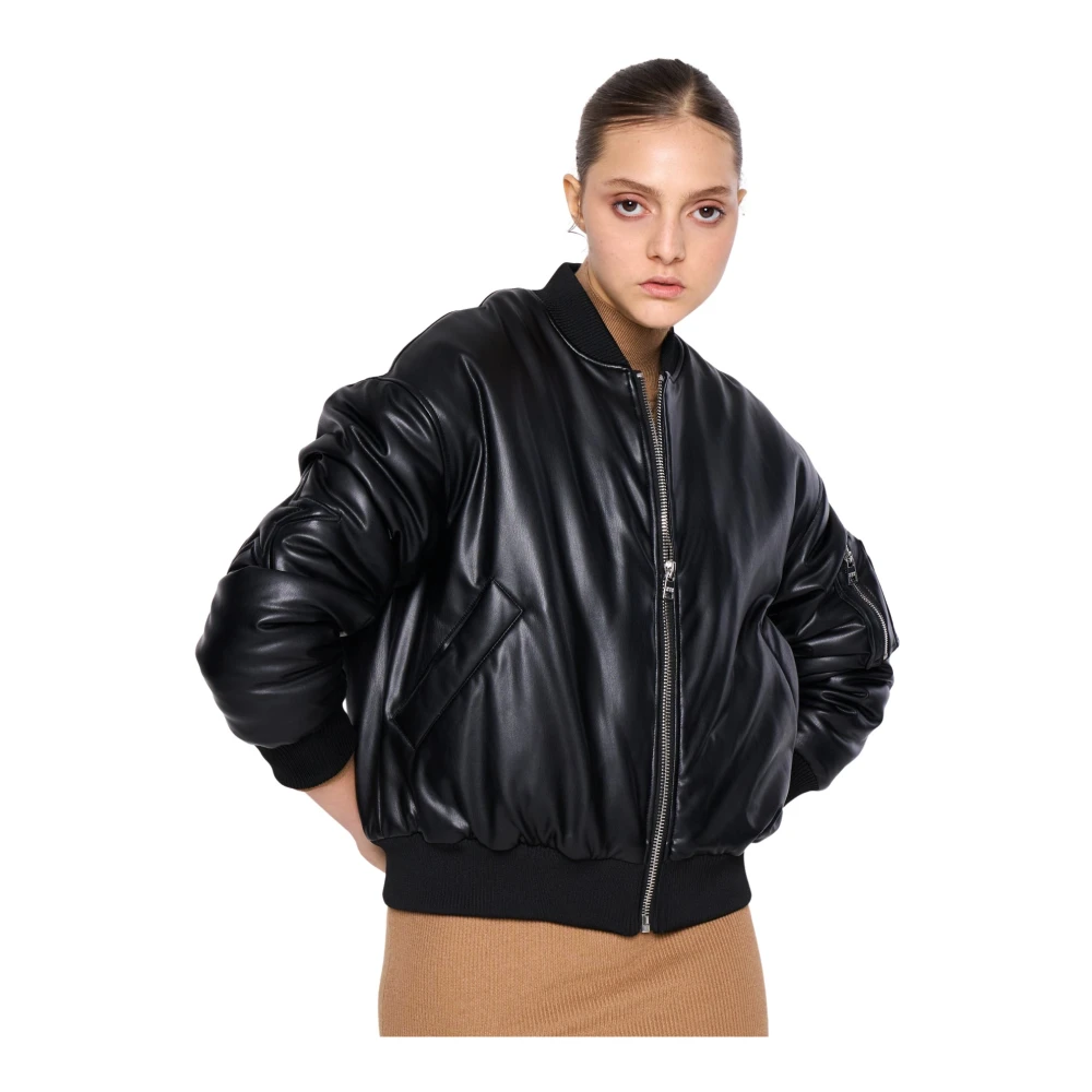 Silvian Heach Bomber in ecopelle Black Dames