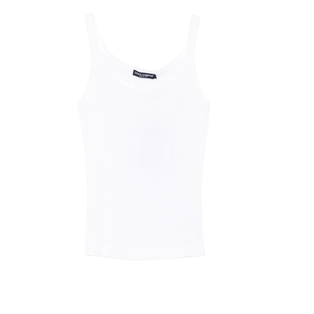 Dolce & Gabbana Women's White Logo Sleeveless Top