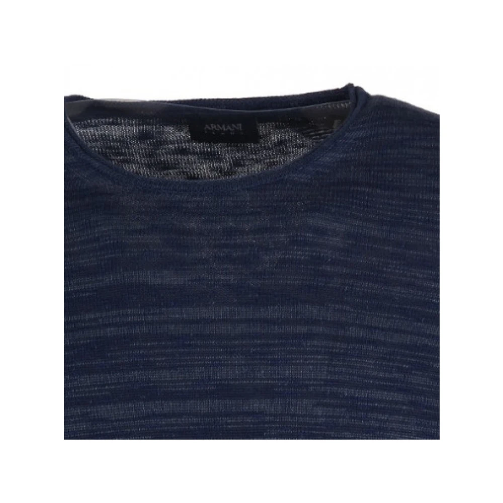 Emporio Armani Ronde Hals Gebreide Trui Blue Heren