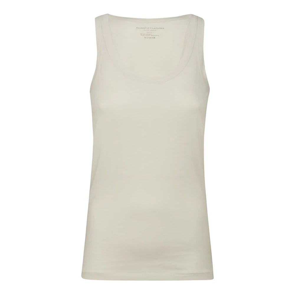 Majestic filatures Mouwloze Top met wijde halslijn Beige Dames