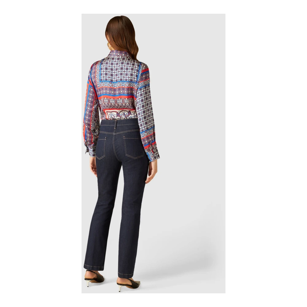 Oltre Rinse-Blue Regular Jeans met Gesp Blue Dames