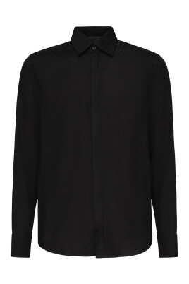 black-classic-collar-button-shirt