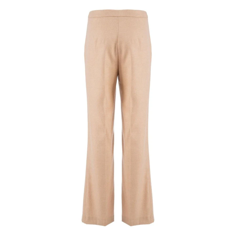 Nenette Rechte Pijp Wol Broek Essential Beige Dames