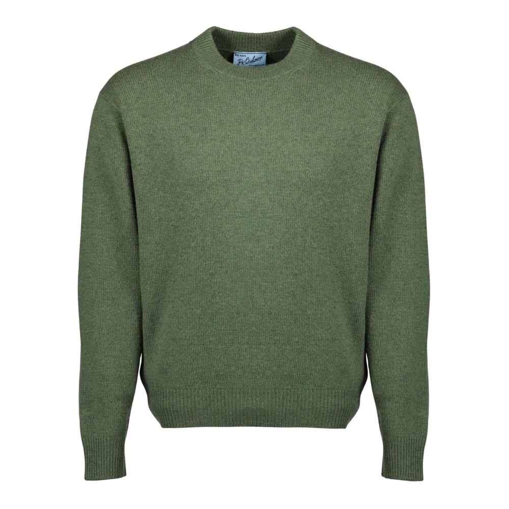 Prada Men's Green Re-Cashmere Crew-Neck Sweater